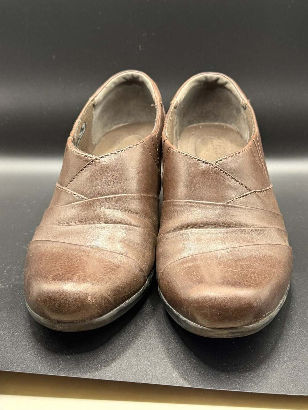Clarks Collection Soft Cushion Brown Shooties Ankle Boots Heels Shoes Size 8